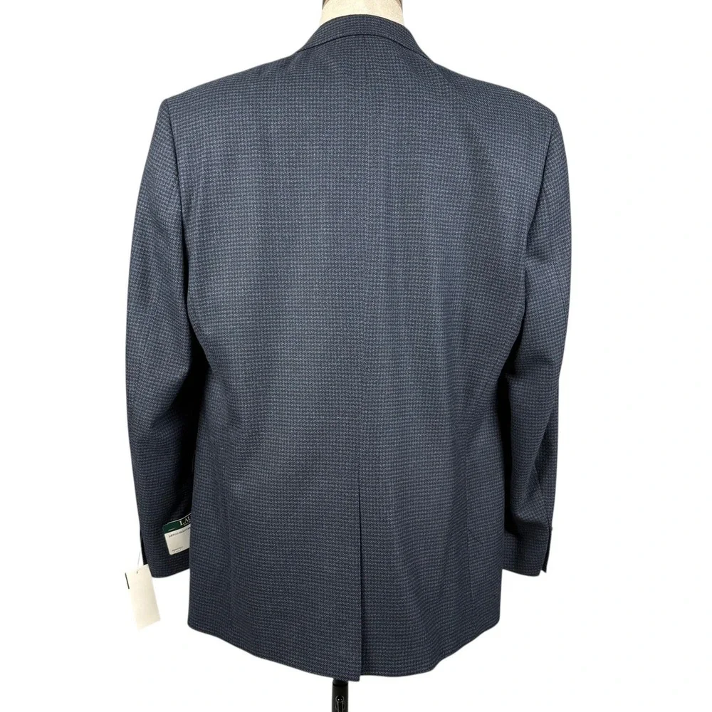 Lauren Ralph Lauren Ultraflex Blazer Mens 42Long Blue Houndstooth Sport Coat NWT